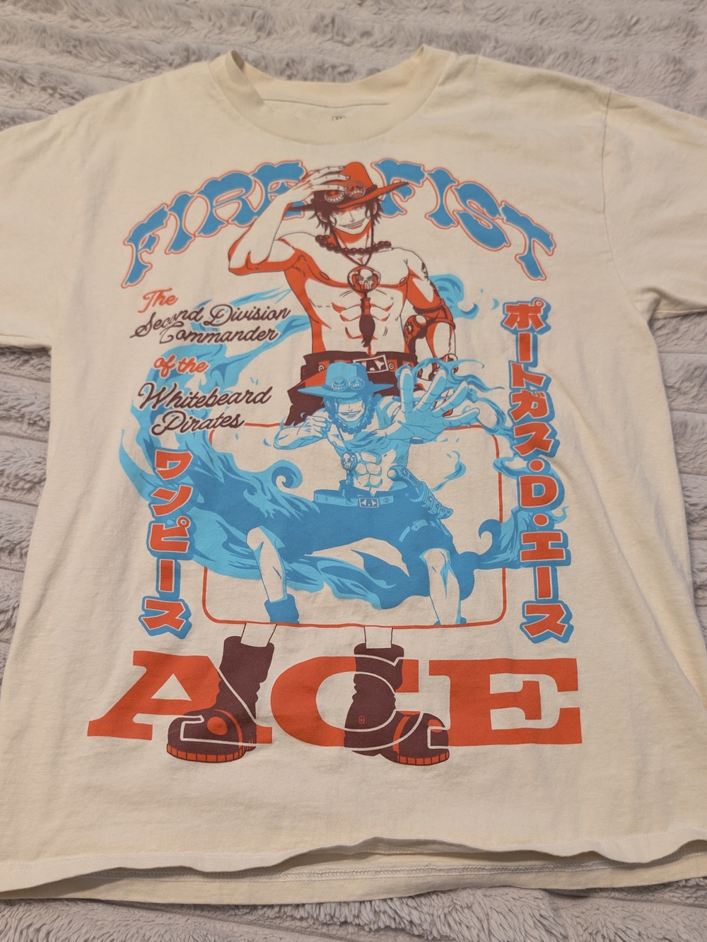 Men's Cream One Piece Ace Graphic T-Shirt Sz: M